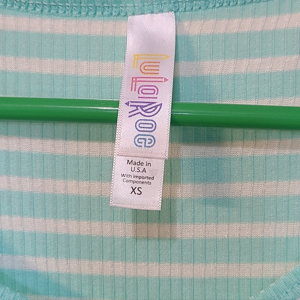 NWT LuLaRoe Lynnae Ribbed Sweater T Long Sleeves Mint Green Stripe Size XS - Picture 3 of 4